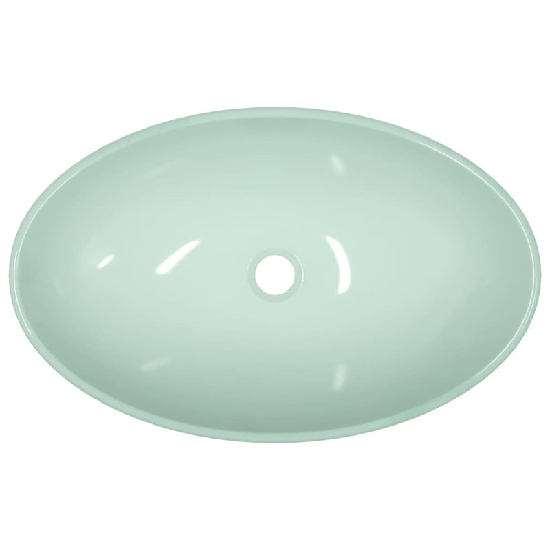 Metro Lane Adamis 545 mm L x 350 mm W Tempered Glass Rectangle Sink, White/Blue
