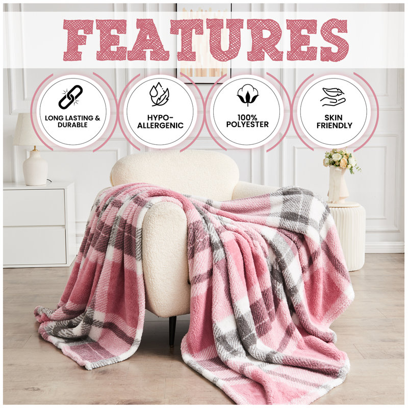  Standard Throw Blanket, W130 x L180cm, Pink