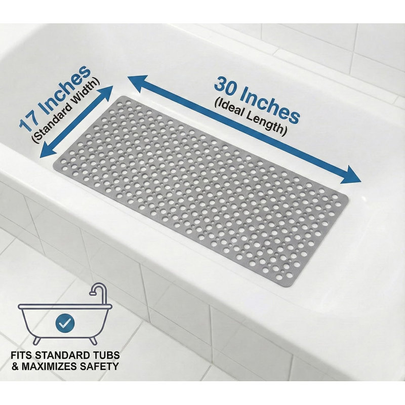 Tapis de bain antidérapant Tpe gris clair 30 po x 17 po