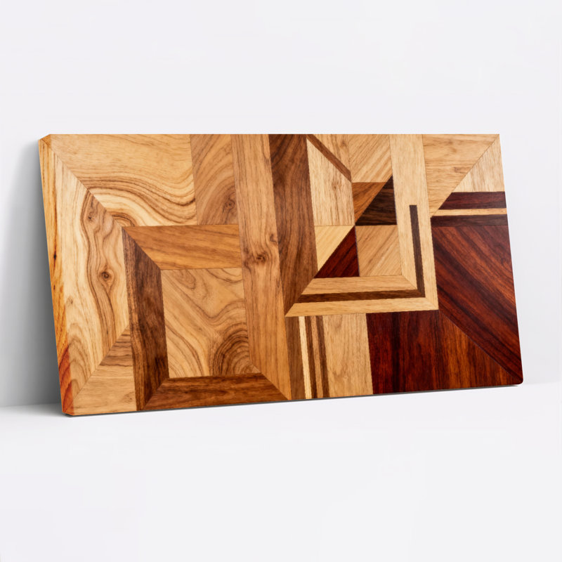 Ensemble de 1 tableau sur toile à motif géométrique de grain de bois, H 20 po x l 40 po