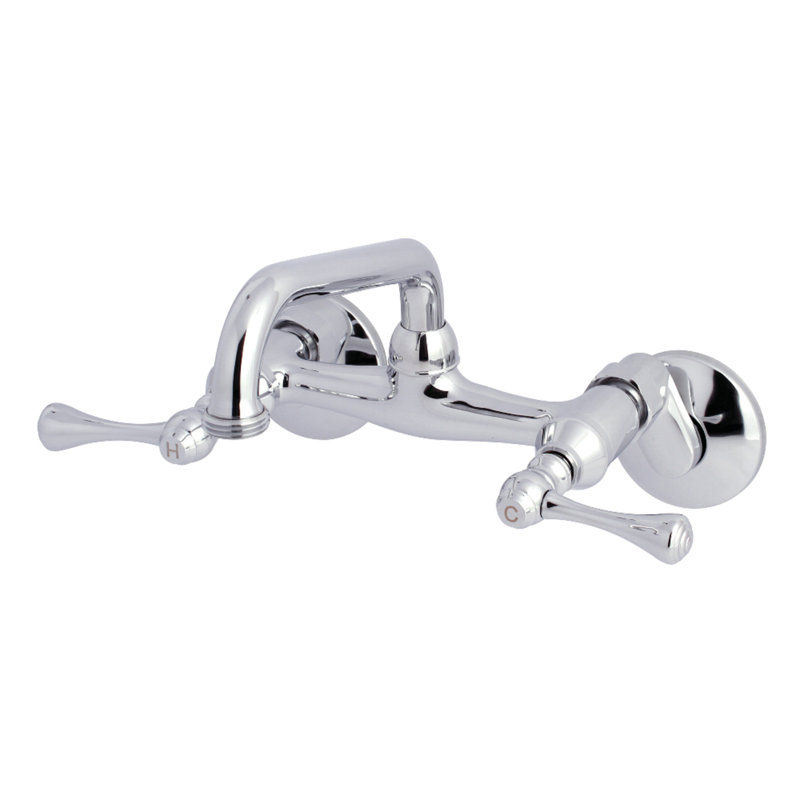 Kingston Brass Kingston Two-Handle 2-Hole Wall Mount Laundry Faucet, Polished Chrome