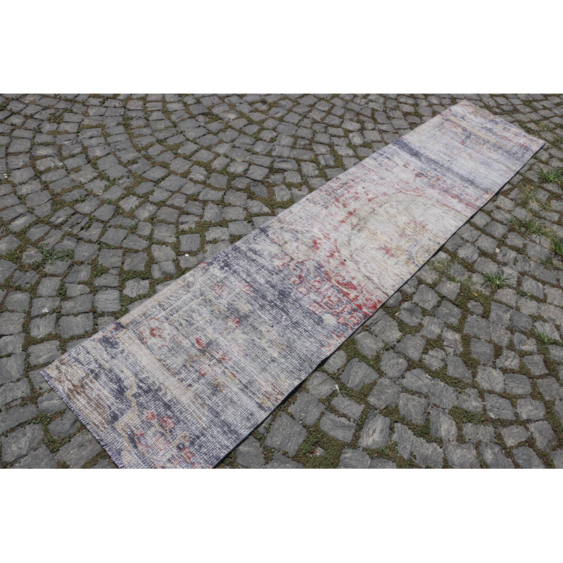 Vintage Anatolian Turkish Runner Rug - Antique Beige Oushak Wool Rug Perfect for Kitchen and Stairs