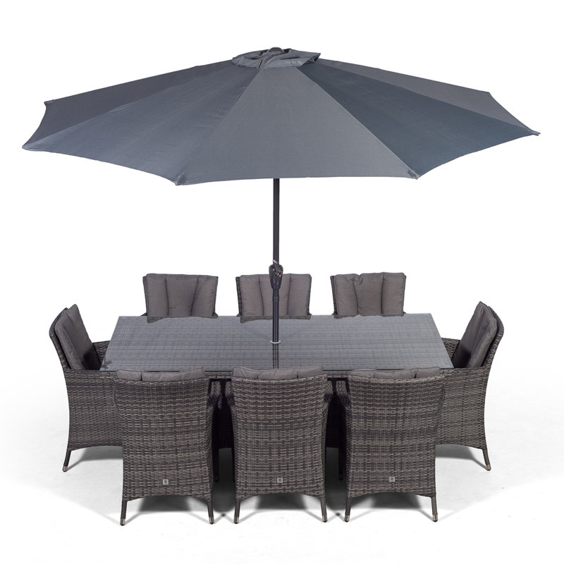 Karcher 8 - Person Patio Dining Set Umbrella Hole Included Rectangular Table with Cushions Included
