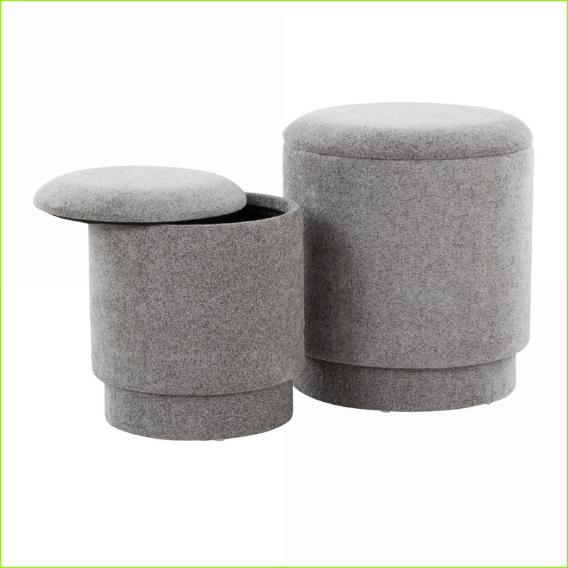 Repose-pieds 2 pièces avec rangement, sans assemblage | Gris ardoise | Tissu, Gris