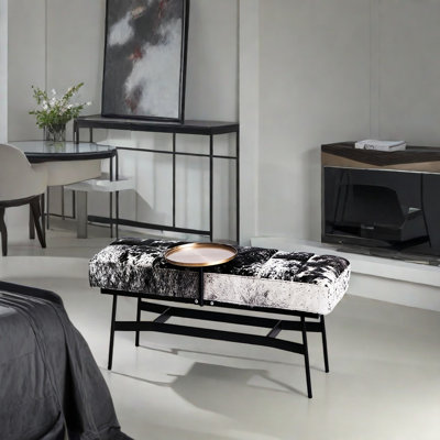 Banc rembourré en cuir de vache