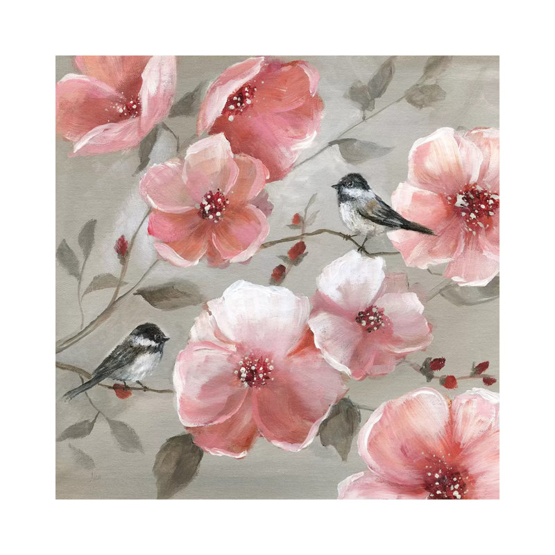 Chickadee Spring II by Nan - Painting on Canvas, 45.72 cm H x 45.72 cm W x 1.91 cm D, Wrapped Canvas