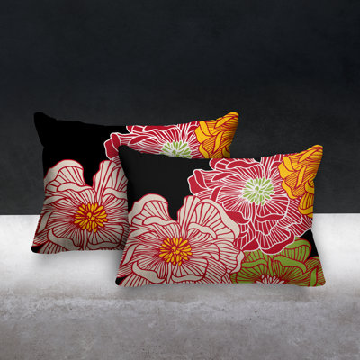 Floral Outdoor Reversible Throw Pillow