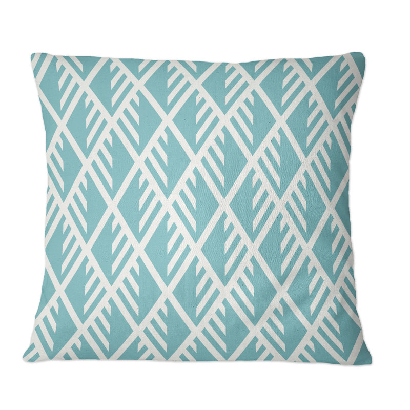 Coussin décoratif à motif de losanges bleu clair, 16 po x 16 po