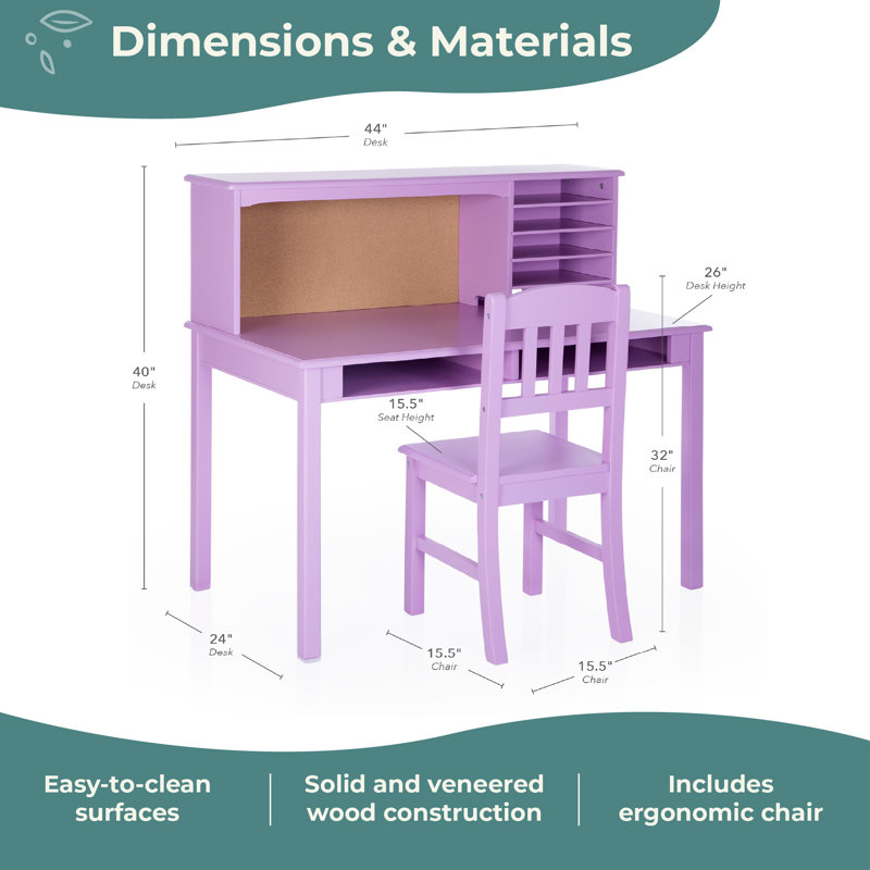 Ensemble de bureau et chaise pour enfants, Lavande