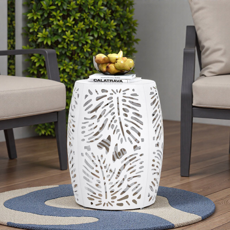 Metal End Table -Large, White