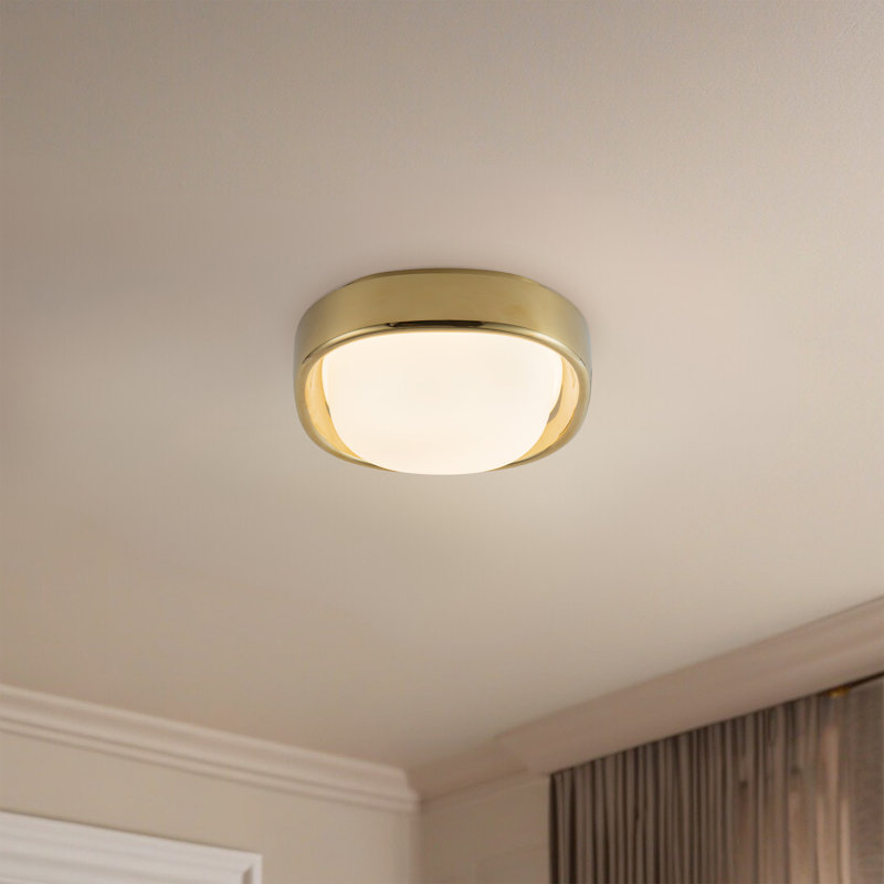 Pebble 8-in Silver dimmable LED Flush Mount, Brass