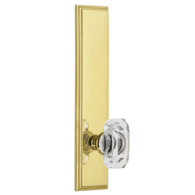 Grandeur Carré Tall Plate Passage with Baguette Clear Crystal Door Knob