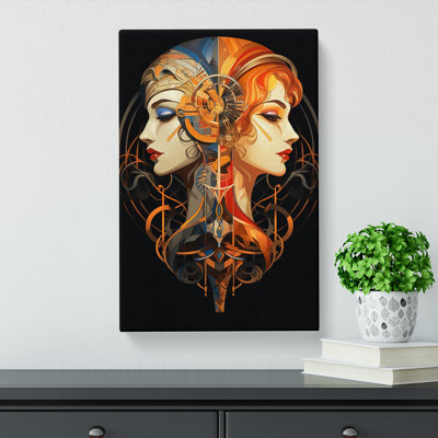 Gemini Zodiac Deco - Wrapped Canvas