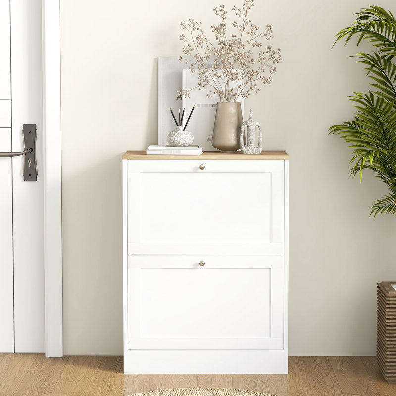 HOMCOM Slim Shoe Cabinet For Entryway