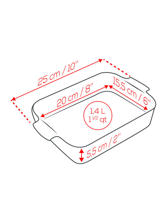 Appolia Rectangular Ceramic Casserole, Ecru, 2'' H x 10" L x 6" W