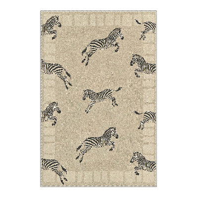 Aldovin Aura Animal Print Machine Washable Grey / Brown 2' x 3' Doormat with Non-Slip Backing