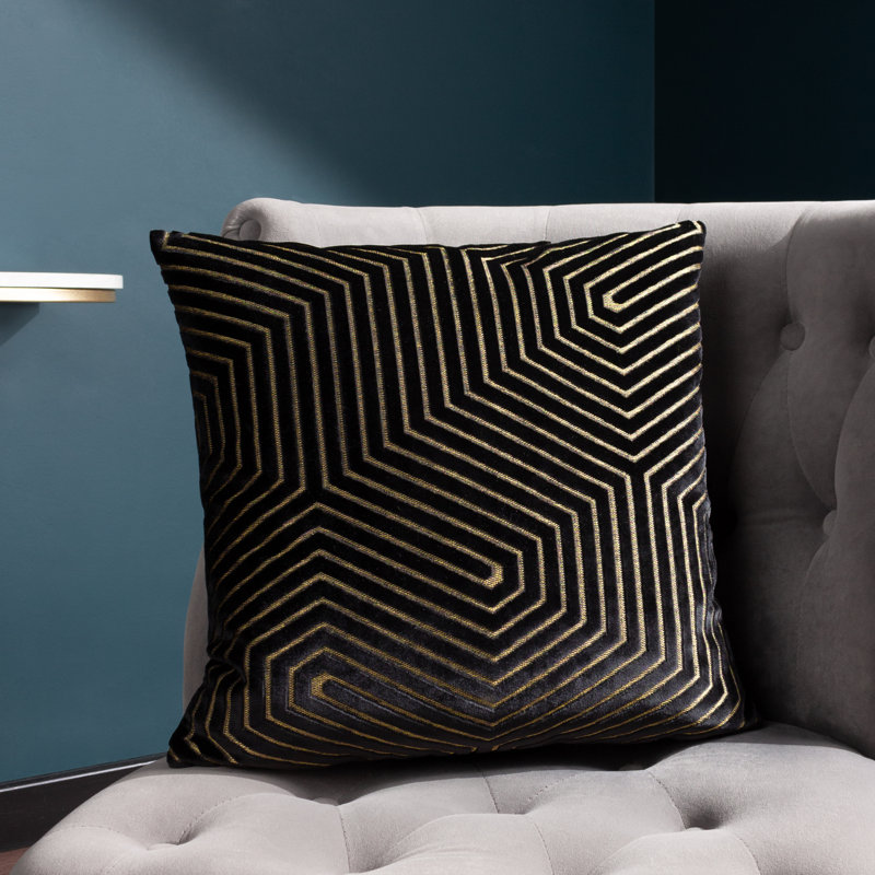 Evoke Geometric Square Cushion, Black