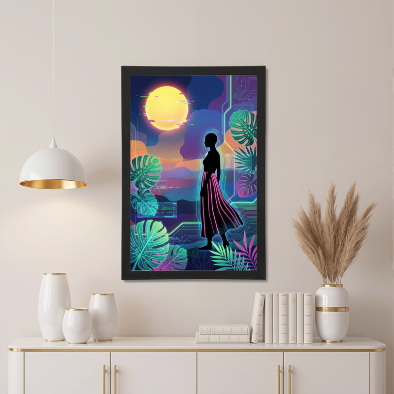 «Neon Jungle Silhouette», ensemble de 1 reproduction d'art sur toile tendue sur toile, H 30 po x l 20 po