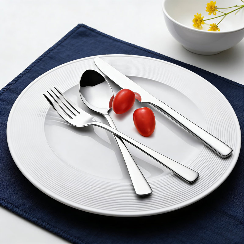 Ensemble de couverts 45 pièces pour 8 personnes, ensemble de couverts en acier inoxydable forgé 18/10 avec ustensiles de service, ensemble de couverts à polir miroir lavable au lave-vaisselle pour la maison, le restaurant ou le mariage