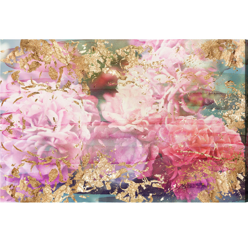 Rose Rhapsody Pink and Gold Floral Canvas Print