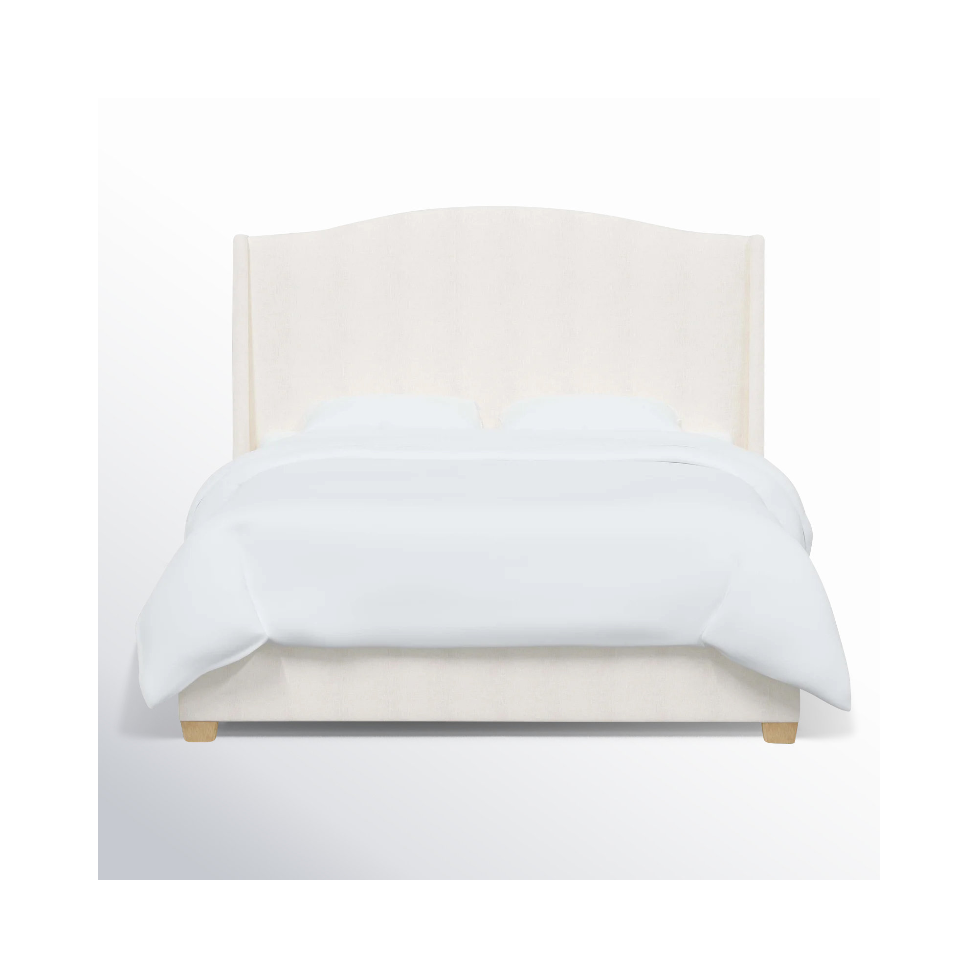 Allis Upholstered Wingback Bed, Twin, Zuma White Textured Linen