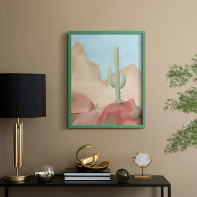 Sunny Saguaro III, reproduction encadrée - bois massif