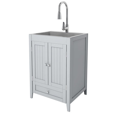 23.6'' L x 19.7'' W Gray Freestanding Laundry Sink with Faucet