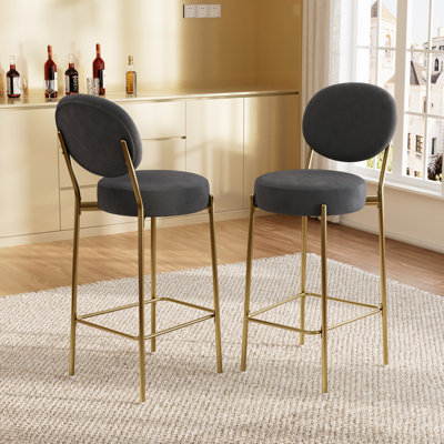 Bar Counter Stools Set of 2/4/6, Faux Leather Upholstery Gold Legs for Kitchen
