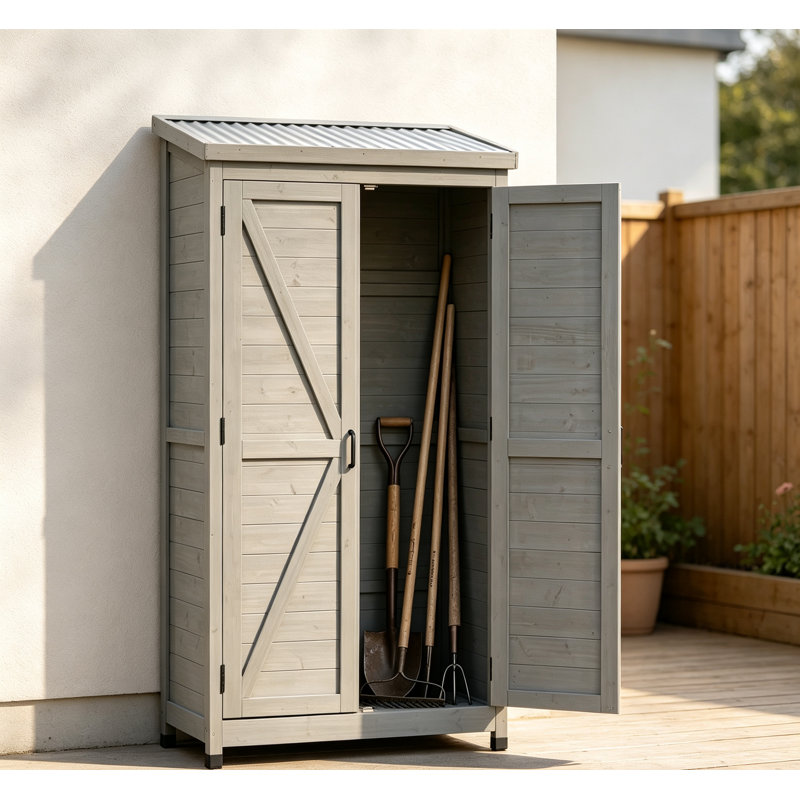 Armoire à outils verticale en bois de sapin pour l'extérieur