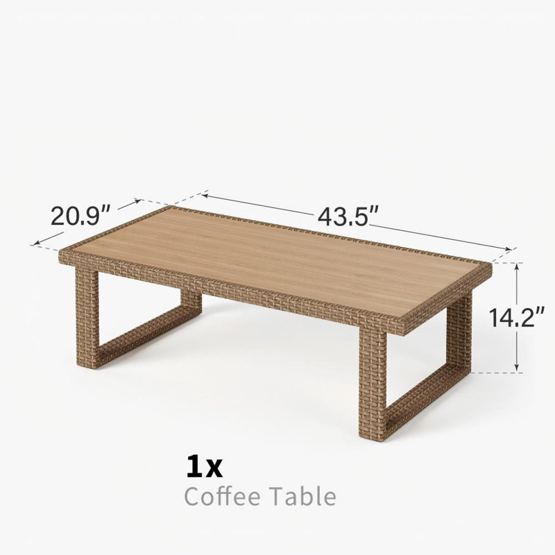 Rattan Coffee Table For Conversation Sofa Set