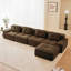 Canapé 4 places et repose-pieds mobile (brun)-2036807842