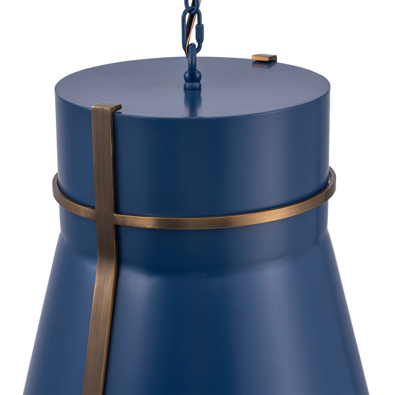 Brasserie 1-Light Pendant, French Blue/Heritage Bronze
