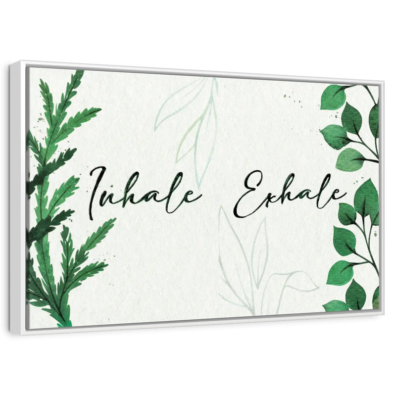 Inhale Exhale Zen II, 46 po x 31 po, Cadre flottant blanc