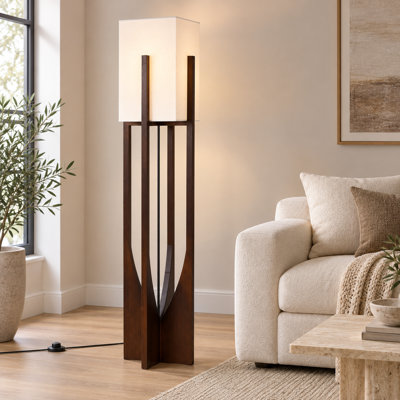 3 Color-changing Wooden Floor lamp, Wabi-Sabi Floor Lamp with Lampshade