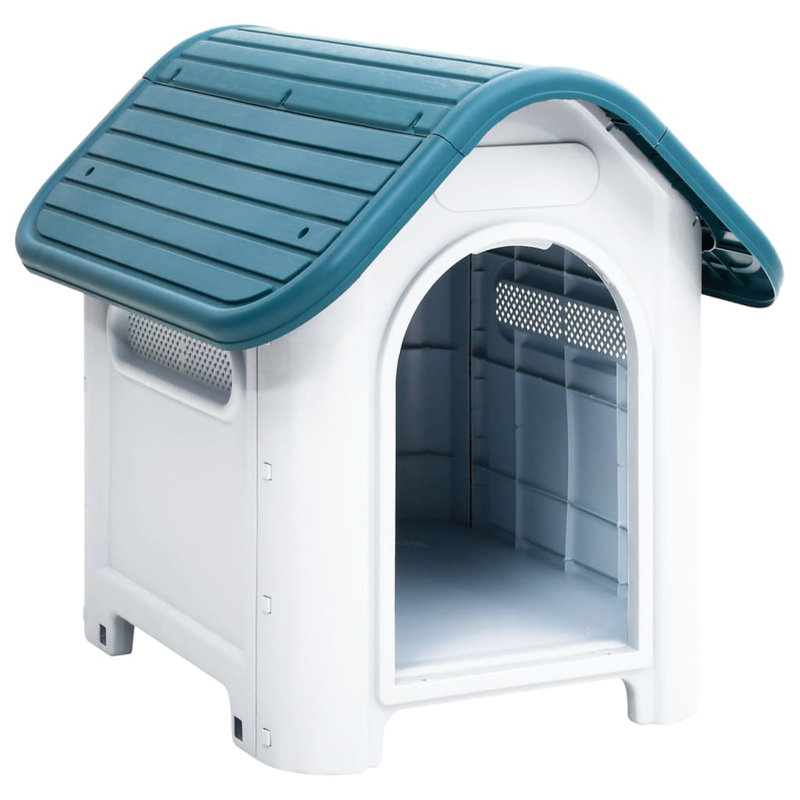 Abri pour chien en cage en polypropylène, Bleu / blanc