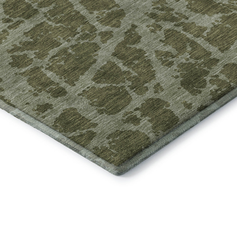 Tapis olive Cerrito AMF501 lavable à la machine de qualité supérieure, Rectangle de 10 pi x 14 pi