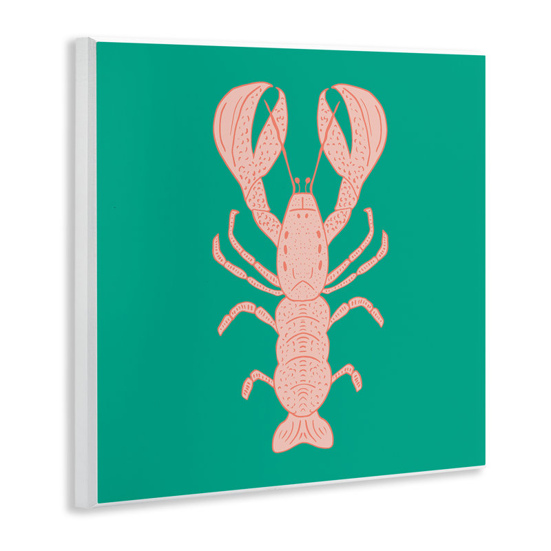 Plaque murale homard rose et vert minimal, design par Sazerelli Designs