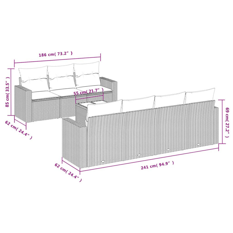 Ensemble de canapé de jardin Vidaxl beige, blanc crème