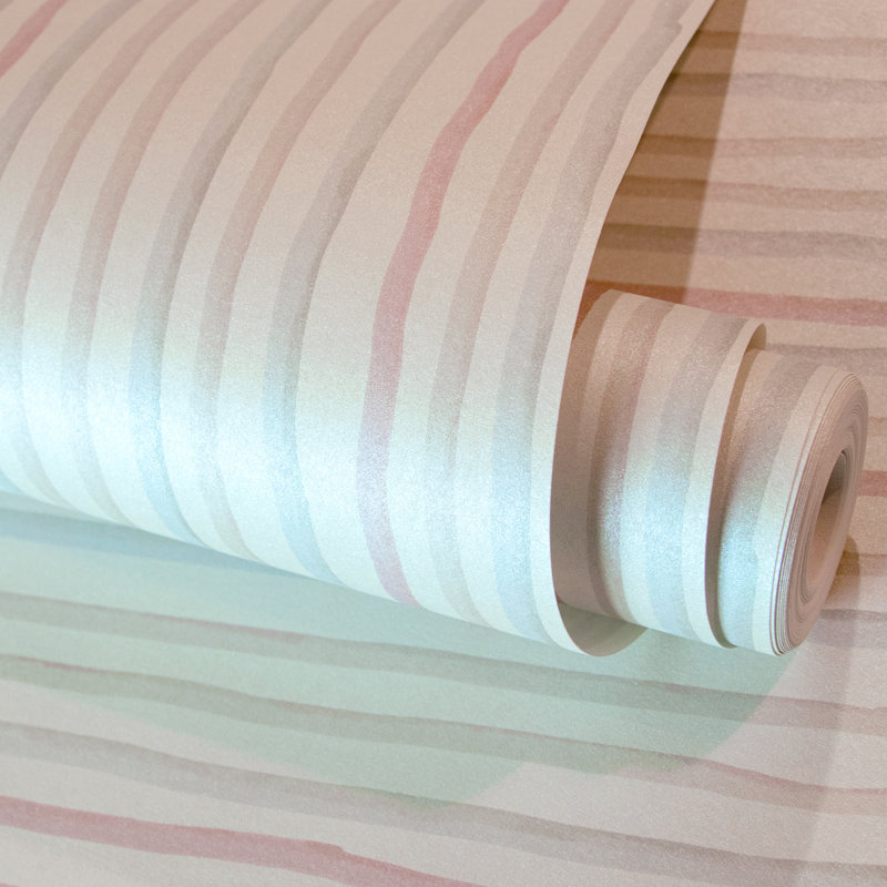 Alecxander Smooth Glitter Stripes 10.05m x 53cm Wallpaper Roll, Pearl