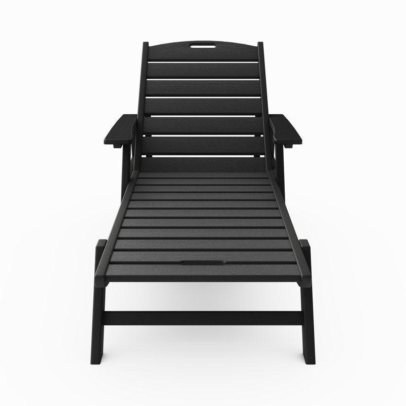 Chaise longue à dossier réglable Clairan, Noir