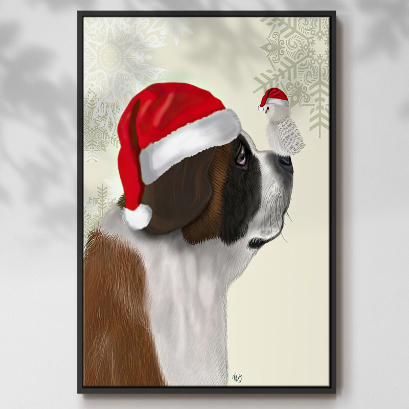 Noël Saint-Bernard et hibou moelleux, Noir, H 37 po x l 25 po x P 1,5 po