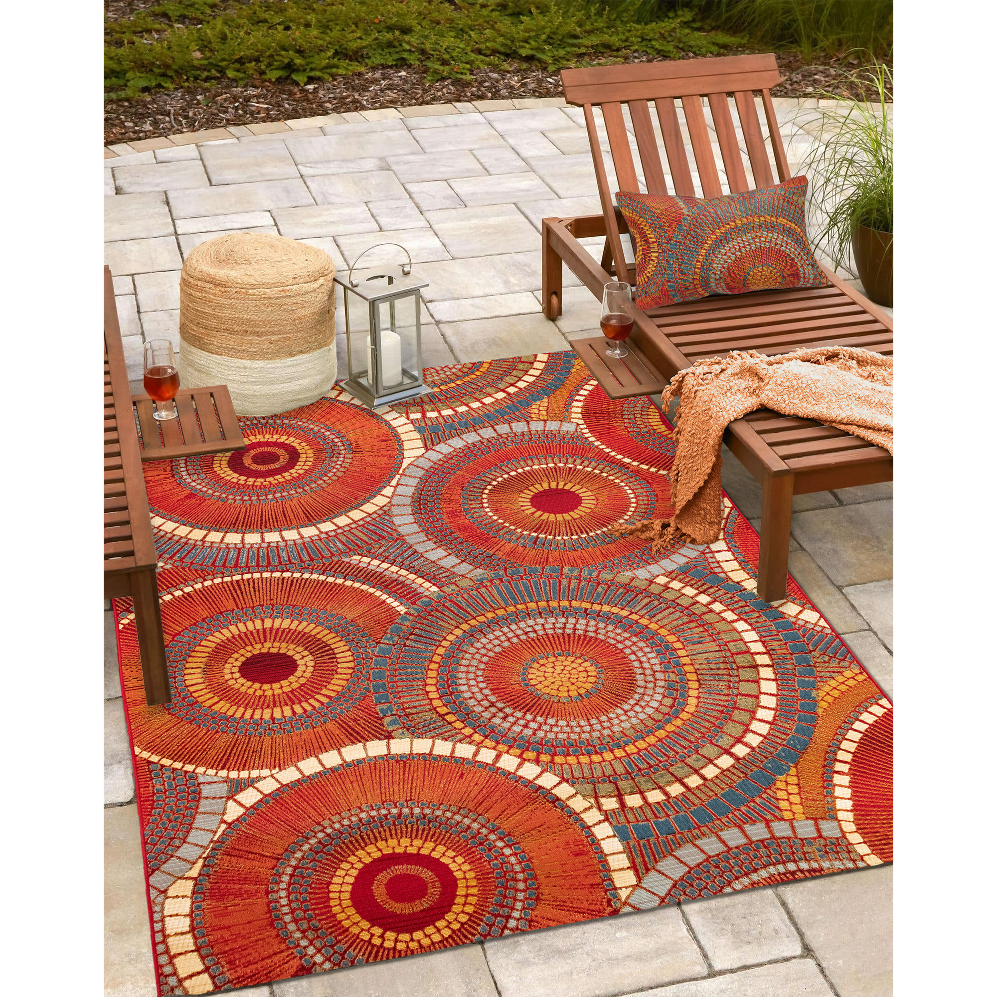 Cairo - Natural & Black Geometric Outdoor Rug for Patio