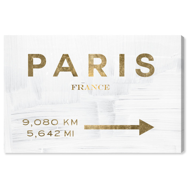 "Paris Road", reproduction d’art textuel sur toile, H 20 po x l 30 po x 1,5 po, Toile tendue