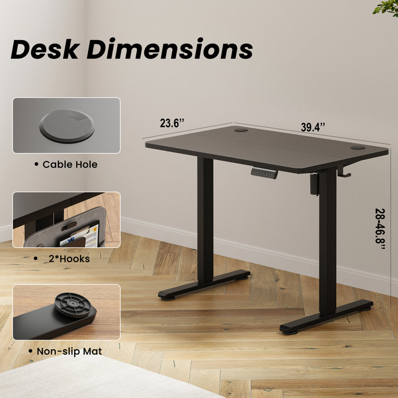 Height Adjustable Standing Desk, Gray/Black, 27" H x 55" W x 23.6" D