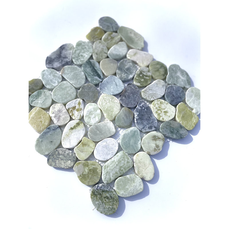 Jade Green Pebble Mosaic 12" x 12" Natural Stone for Floor and Wall
