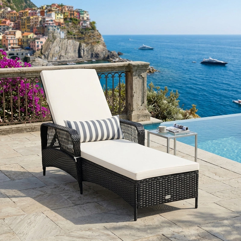 Coussin inclinable Costway Pe Rattan, Noir, noir, noir, noir, Blanc