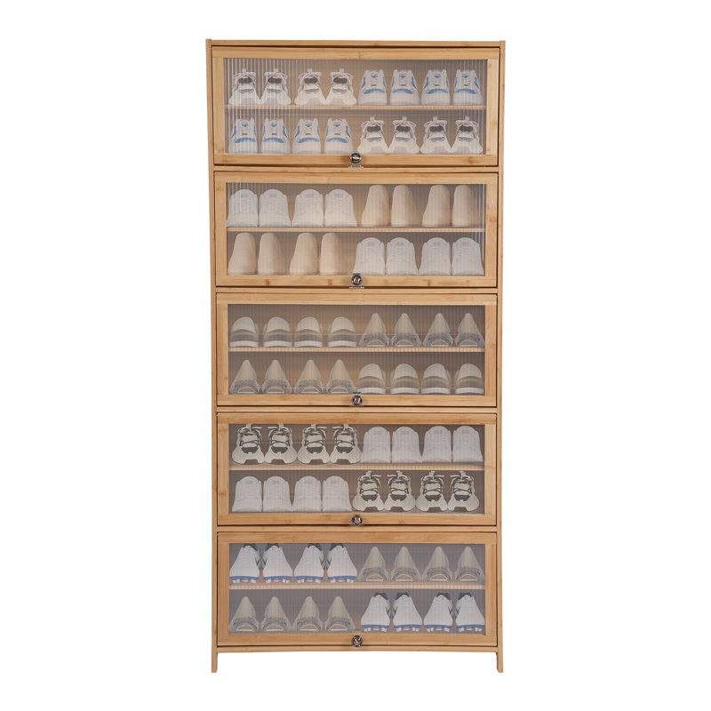 35 Pair Stackable Shoe Storage Cabinet, Brown