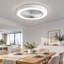 Modern Ceiling Fan with LED RGB Light, Flush Mount Fandelier with Remote App Voice Control-63856173