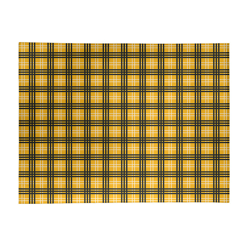 Tapis jaune à carreaux, Rectangle 8 pi x 10 pi