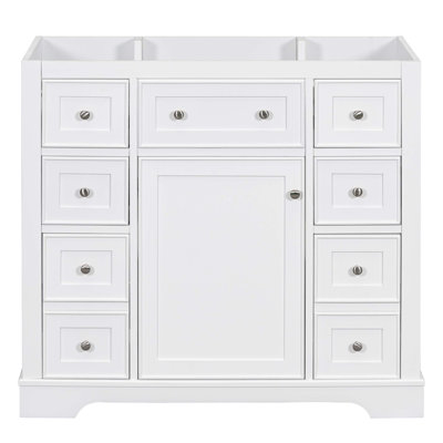36" Bathroom Vanity without Sink, Cabinet Base Only, One Cabinet and Six Drawers